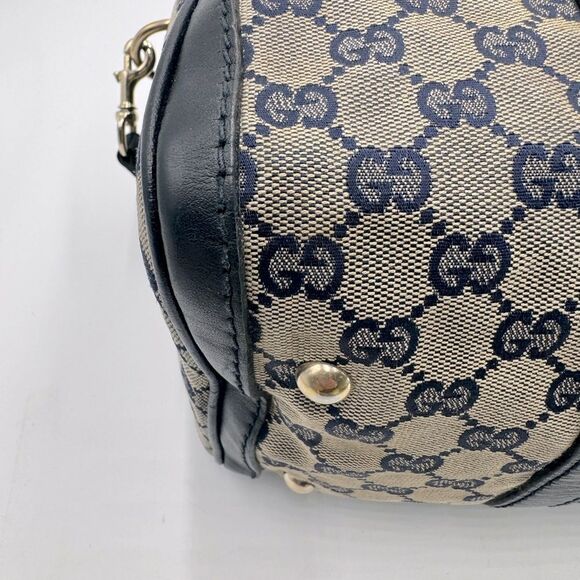 Auth Gucci Vtg Navy GG Canvas Web Joy Medium Boston Bag Preloved Purse Doctor - Picture 9 of 16